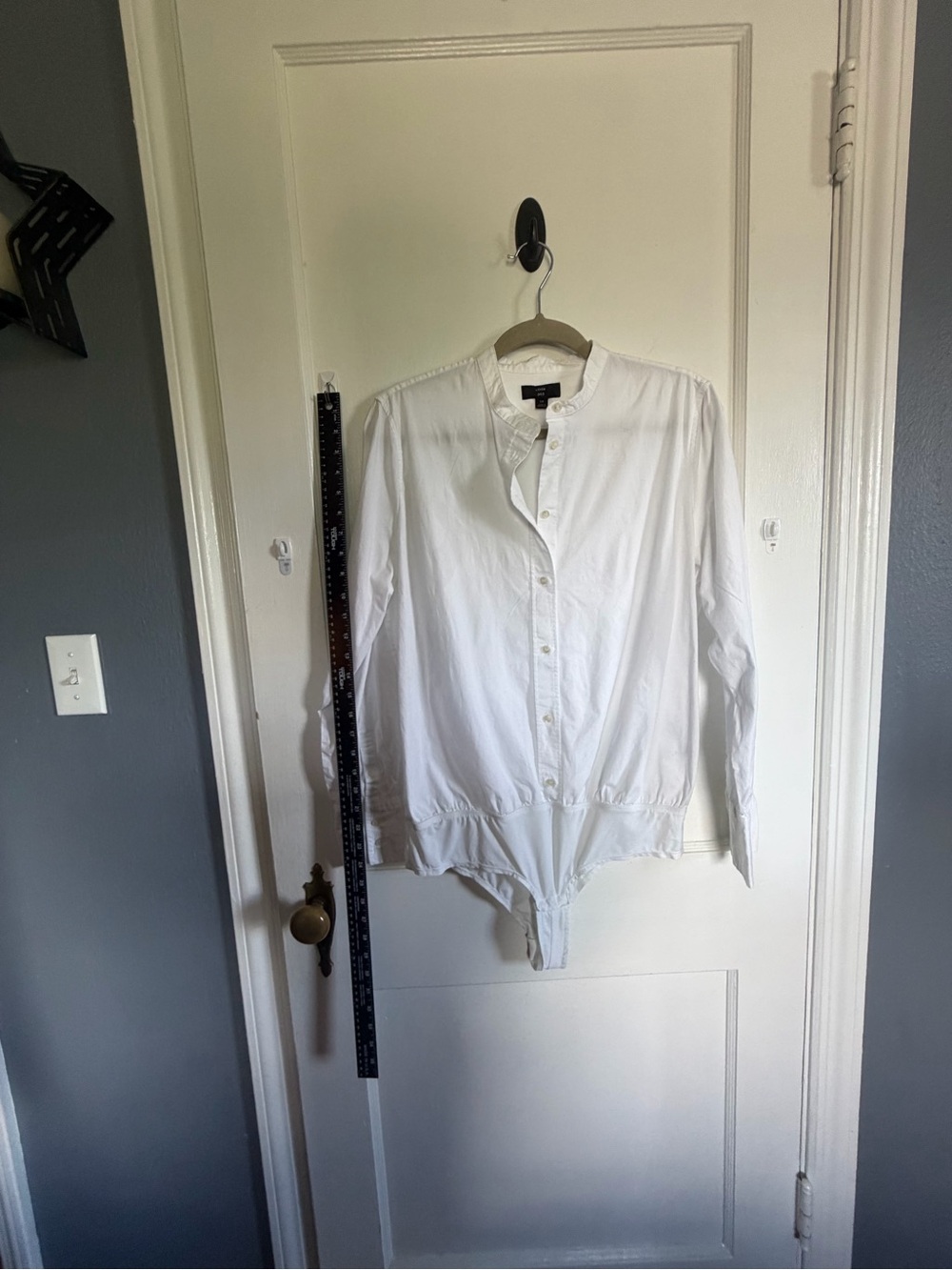 J. Crew White Long-Sleeve Button-Front Bodysuit